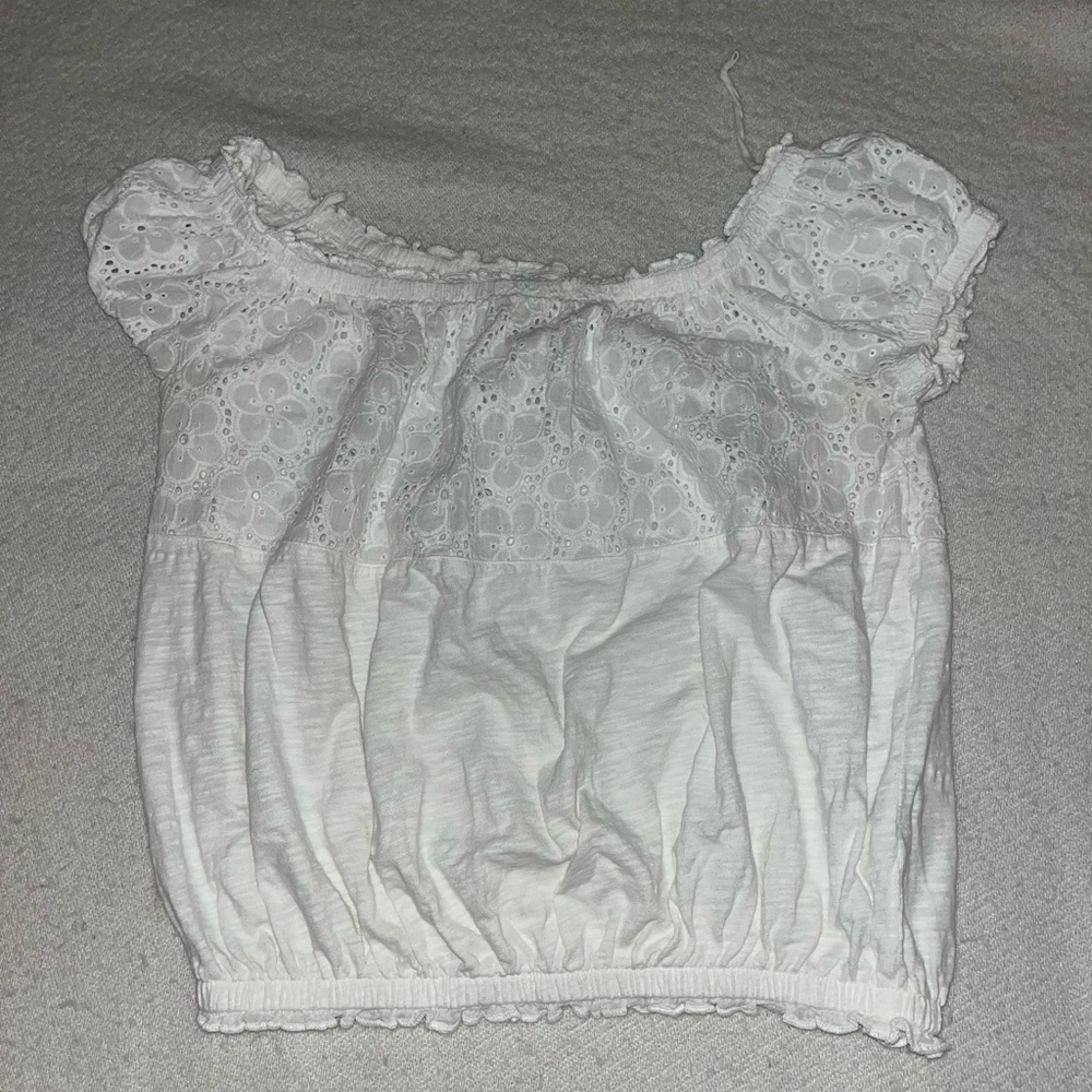 Altar'd State White Smocked Ruffled Blouse